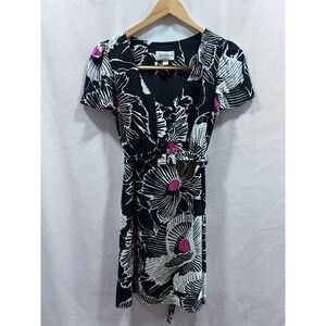 Alice Temperley for Target Girls Floral Dress Black White Pink Size 7 V-Neck